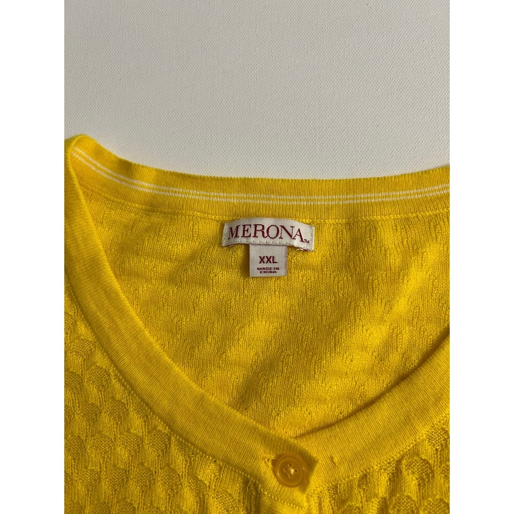 Merona Yellow Textured Knit Cardigan, V-Neck Button Front, Size XXL - Picture 5 of 7